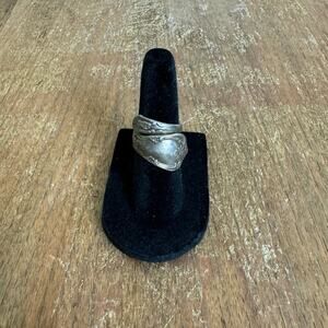 Vintage Wm. A. Rogers Oneida Silver‎ floral detail Spoon Wrap Ring Size 3.5